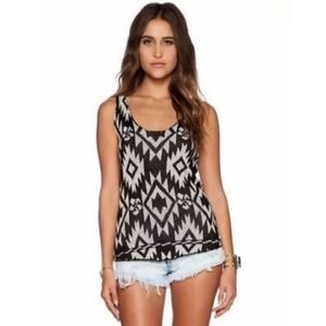 Wildfox White Label Tribal Travel Tank Top Black & Gray Size S